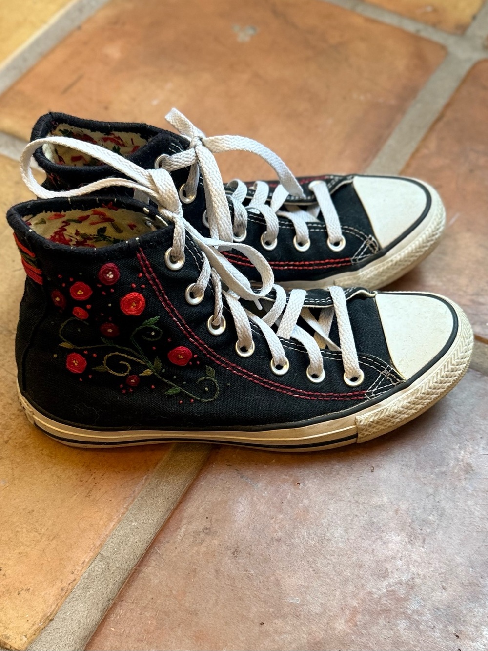 Hand embroidered black Chuck Converse high tops